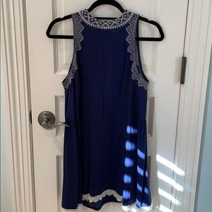 Navy mini dress with white trim